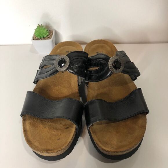 NAOT Black Leather Jewel Sandals - Picture 2 of 8